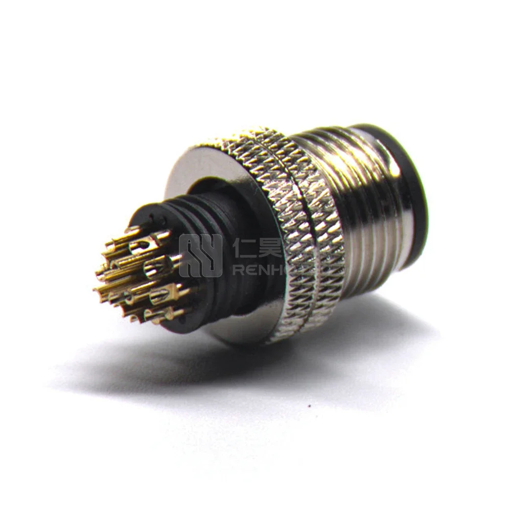 Round M12 Connector Cable 12pin Male Metal Plug Waterproof  IP67 68