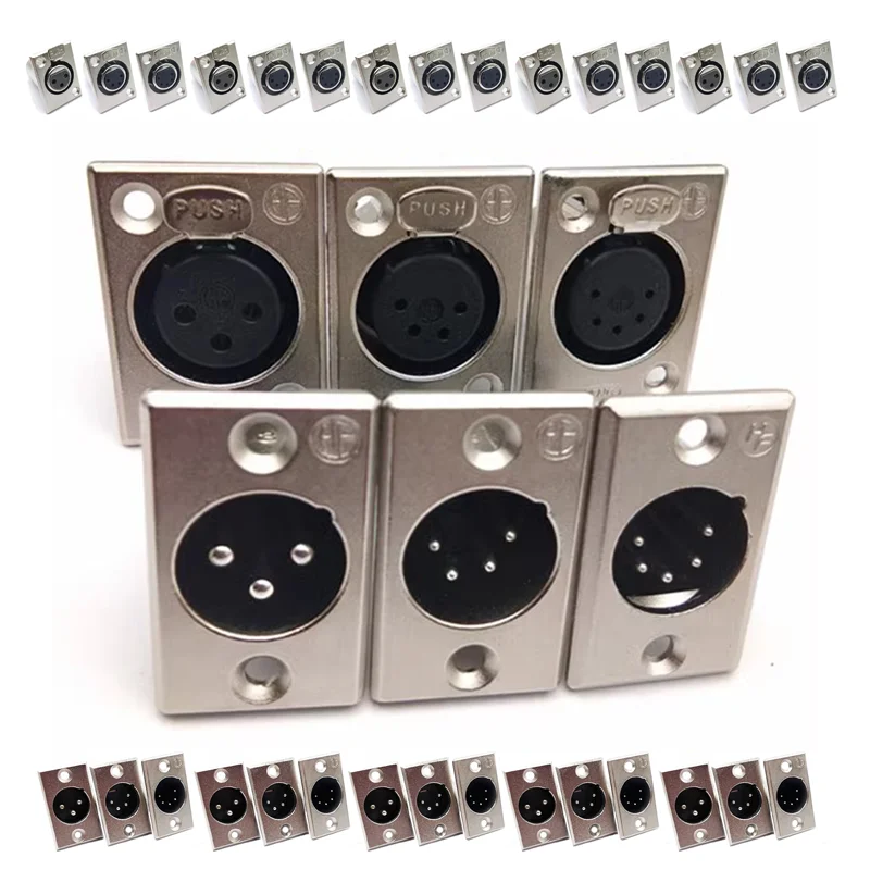 

5/20/100PCS 3,4,5 pin Metal XLR AudioMale/Female 3-core Speaker Microphone Panel Mount socket Connector