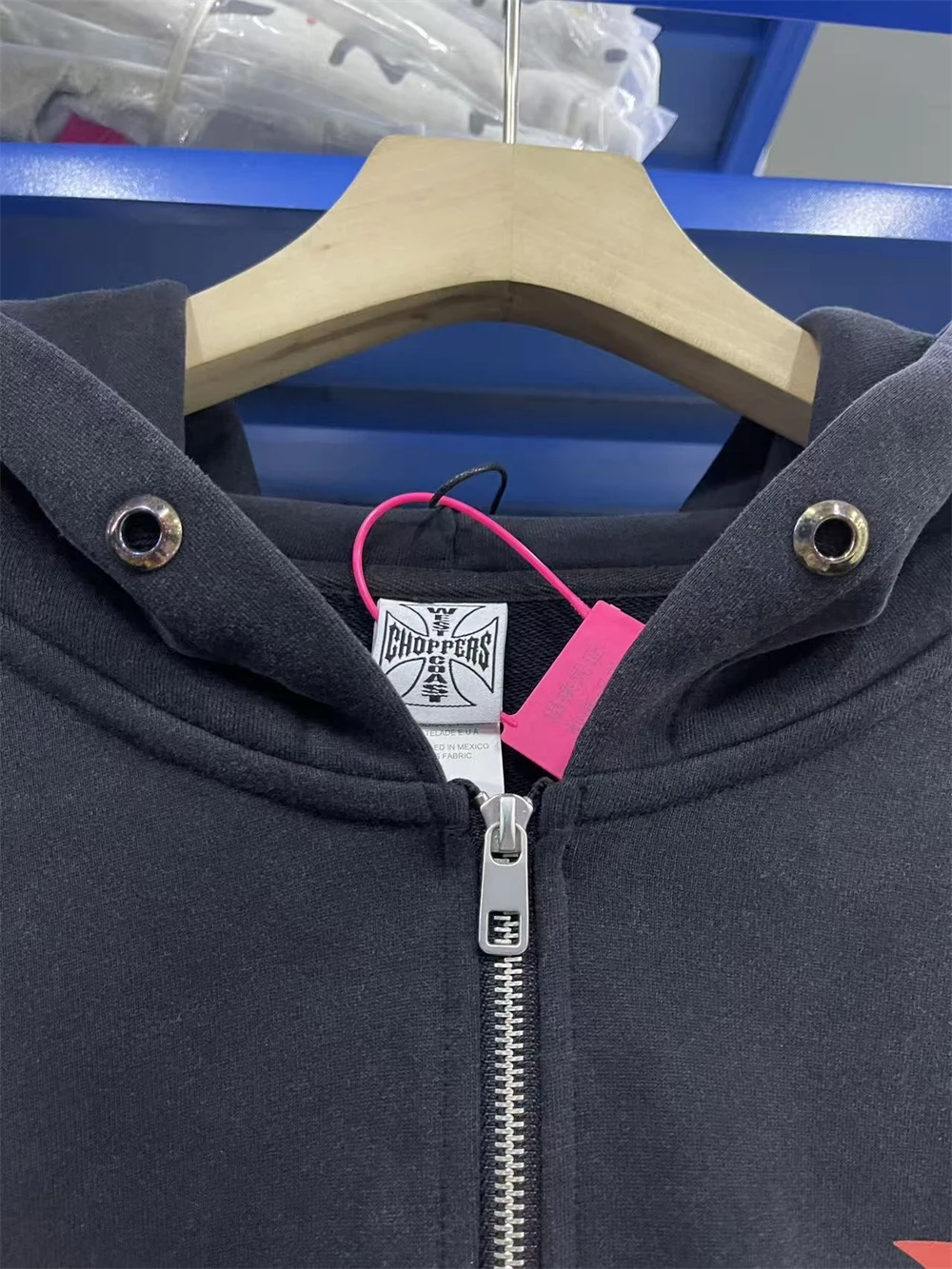 25ss West Coast Choppers المرقعة سستة مقنعين الرجال النساء النسيج الثقيل غسلها معطف أسود السترة