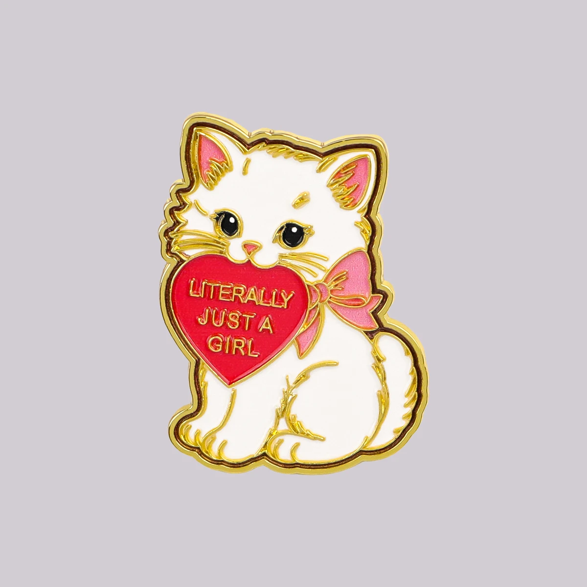 Cute Cat Enamel Pin LITERALLY JUST A GIRL Brooch Pines Lapel Pins Badge on Backpack Clothing Accessories Animal Jewelry Gifts