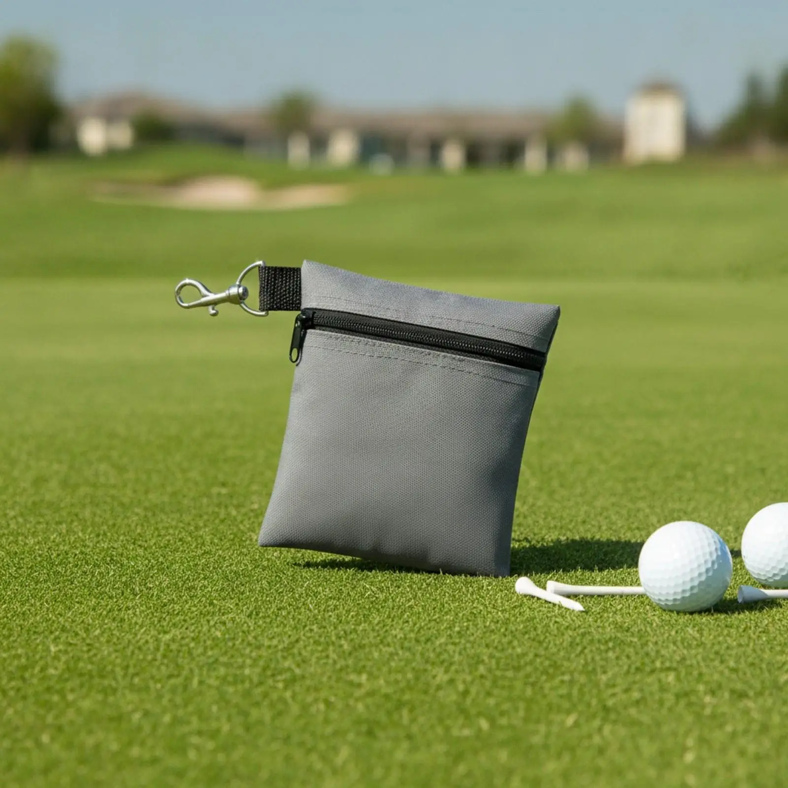 Waterproof Nylon Golf Pouch for Tees Ball Markers with Metal Swivel Clip Fits Golf Bag Cart Belt