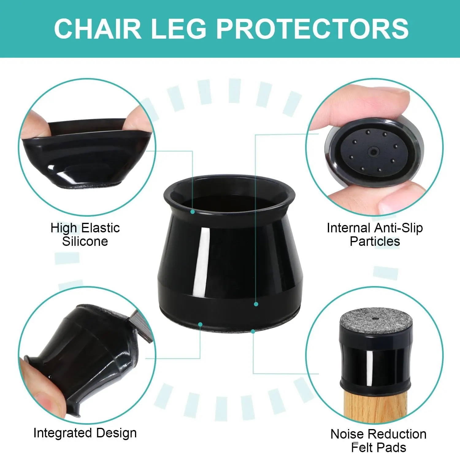 8/16/28PCS Silicone Chair Leg Caps Non-Slip Prevent Scratches Silent Hardwood Floor Protector Waterproof Felt Furniture Feet Pad