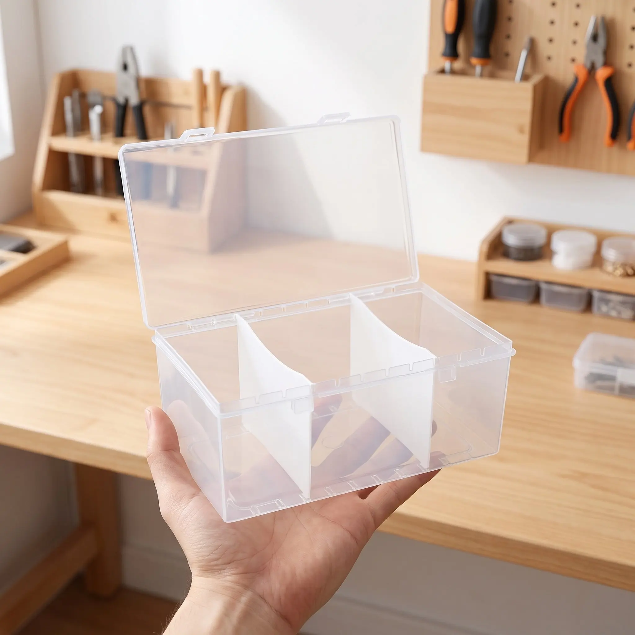 Clear Plastic Battery Storage Box with Dividers Transparent Battery Organizer Case Holder Container Caddy for Batteries
