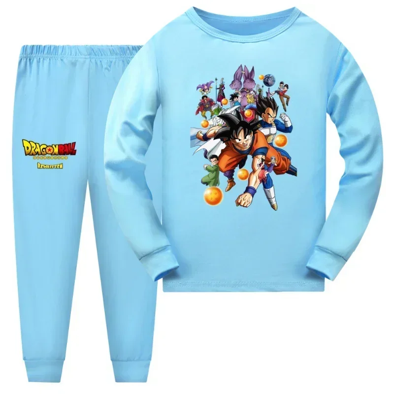 Dragon Ball Pyjama Set Voor Kinderen Lente En Herfst Lange Broek Lange Mouw Nachtkleding Anime Patroon Homewear Boy Girl Verjaardagscadeau