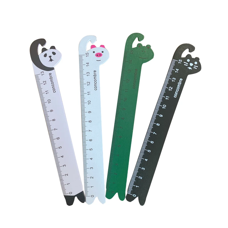 2Pcs Cartoon Animal Wooden Ruler 15cm Cute Journal Stationery Study Office Ruler Creative Gift School Supplies