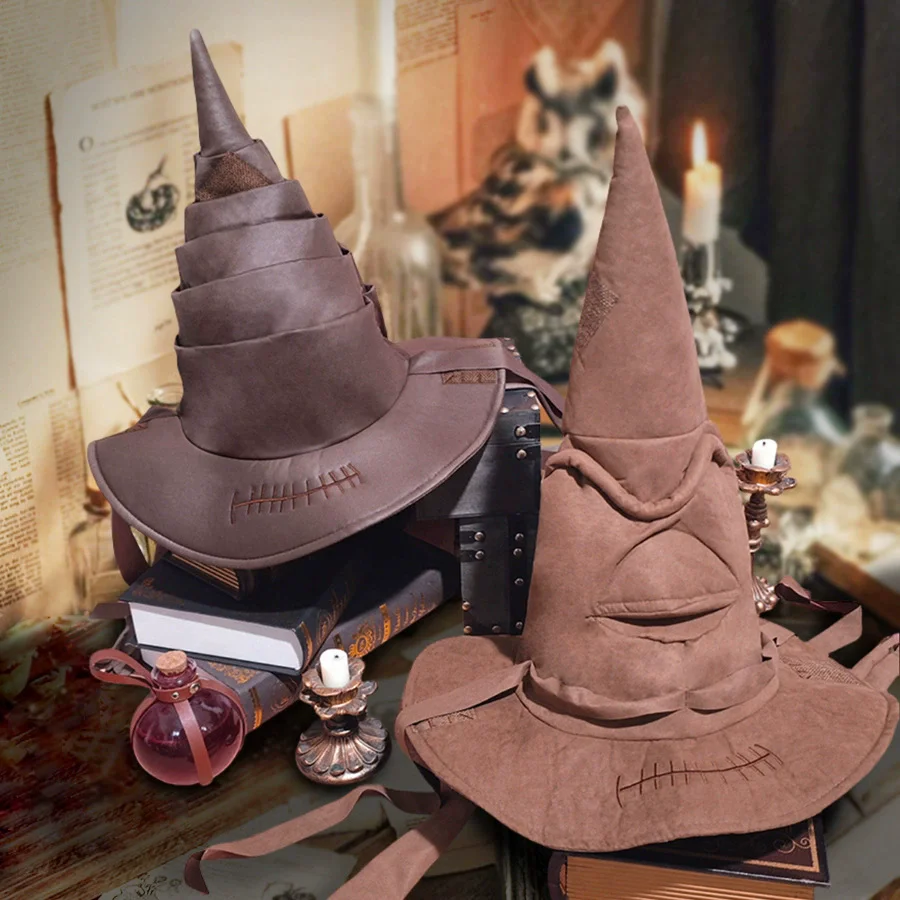 

Anime Movies Witch Wizard Hat Potters Sorting Hat Leather Halloween Party Props Dress Up Hat Men Cosplay Costume Accessories