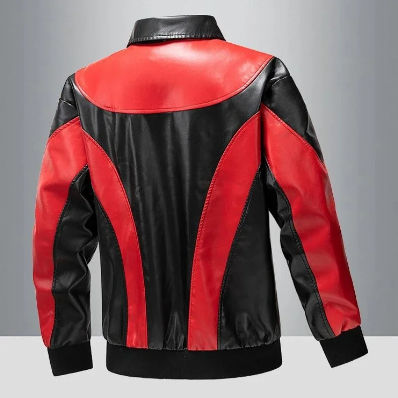 

Men's PU Leather Jacket Two Tone Windproof Warm Coat​