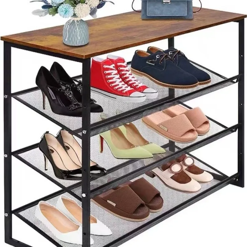 Wrought iron shoe rack simple household entrance dormitory rental house rack multi-layer adjustable storage shelf