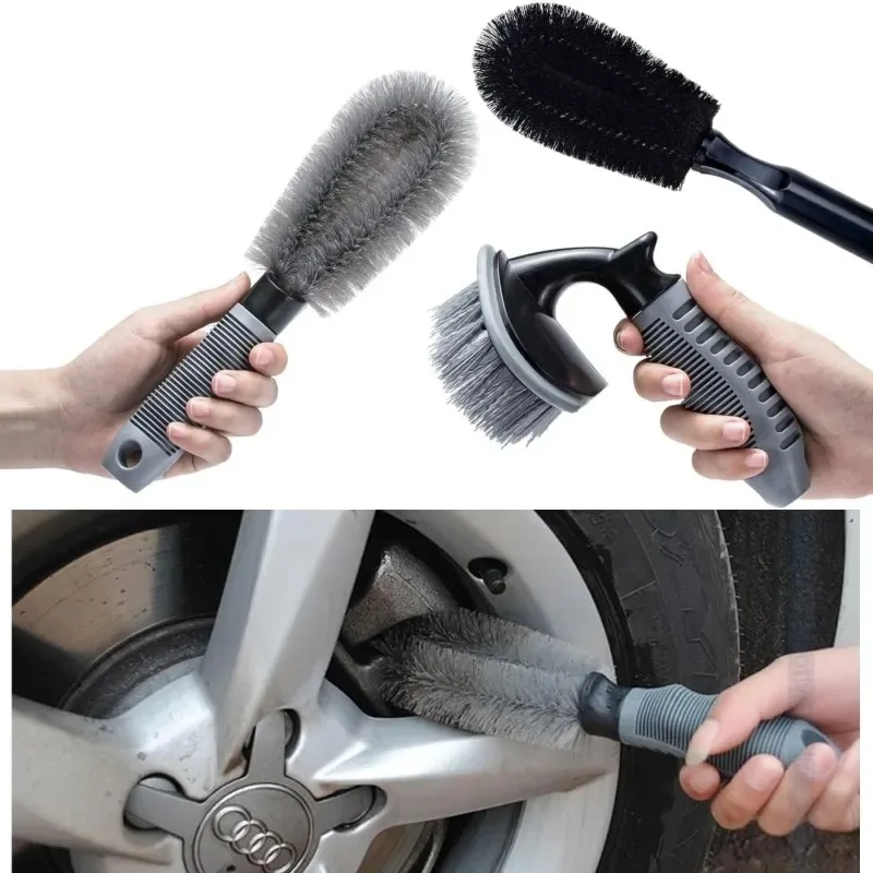 Car Tire Rim Brush Wheel Hub Cleaning Brushes Car Rim Scrubber Cleaner T-bend Handle Strong Brush Auto Washing Detailing Tools