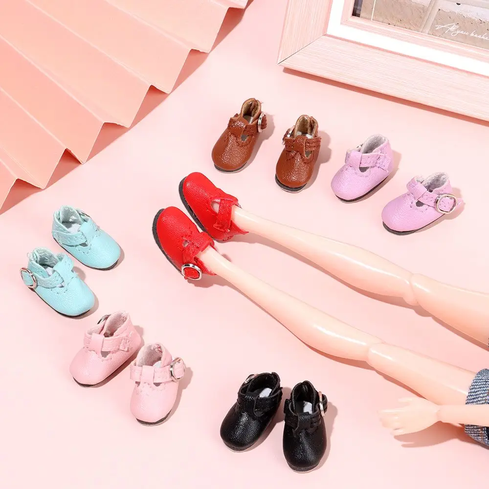 1 Pair 2.8*1.2cm Fit 1/6 Scale PU Leather Play House Change Clothes Game Doll Shoes Dolls Accessories Fashion