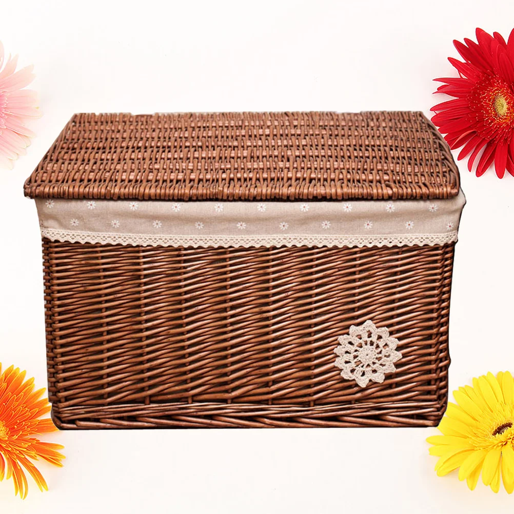 

Wicker Woven Basket Clothes Storage Bins Small Laundry Hamper Wedding Rustic Food Containers