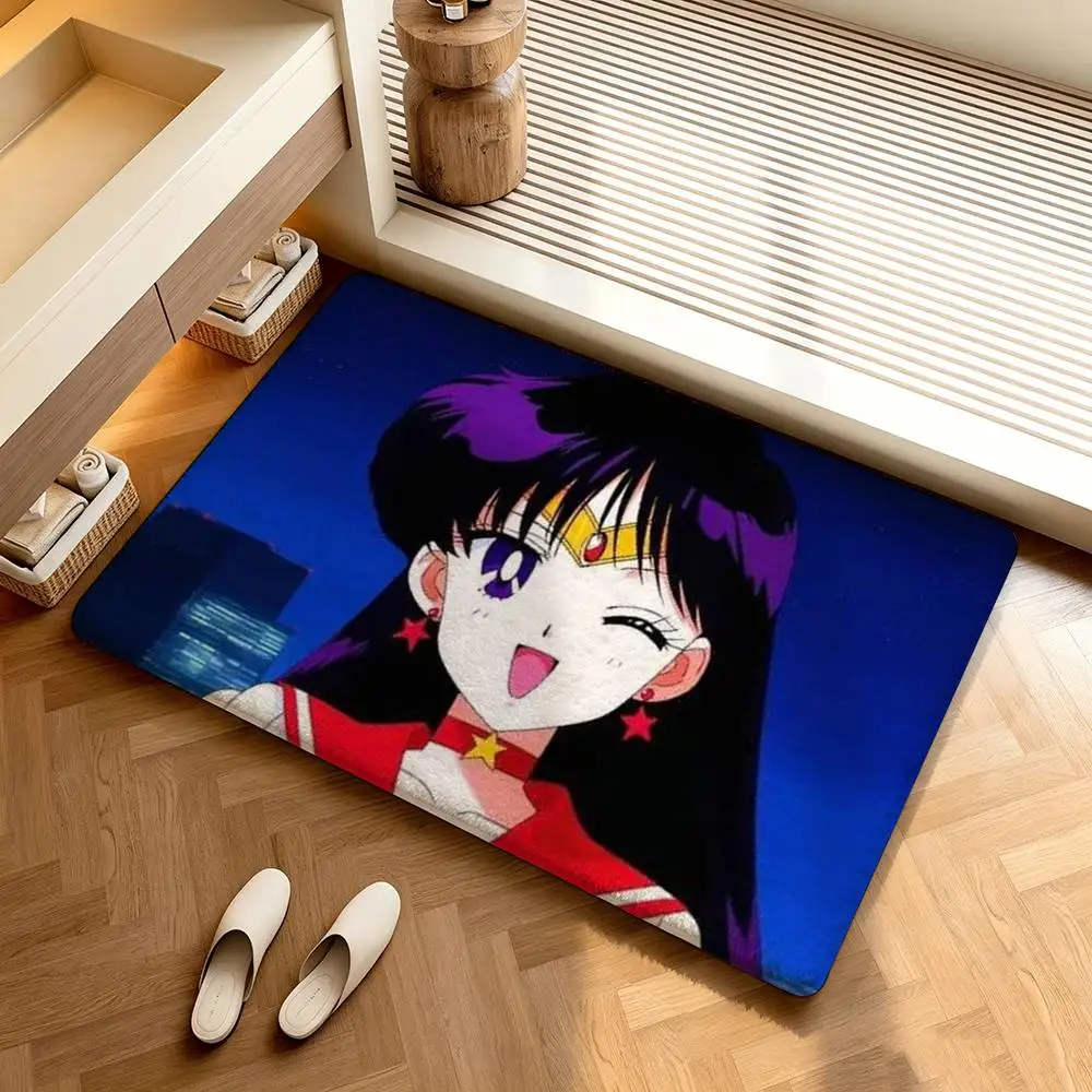 Magic Girl S-Sailor Mars R-Rei Hino  Shower Room Absorbent Small Floor Mat Soft Comfortable Decorative Foot Mat