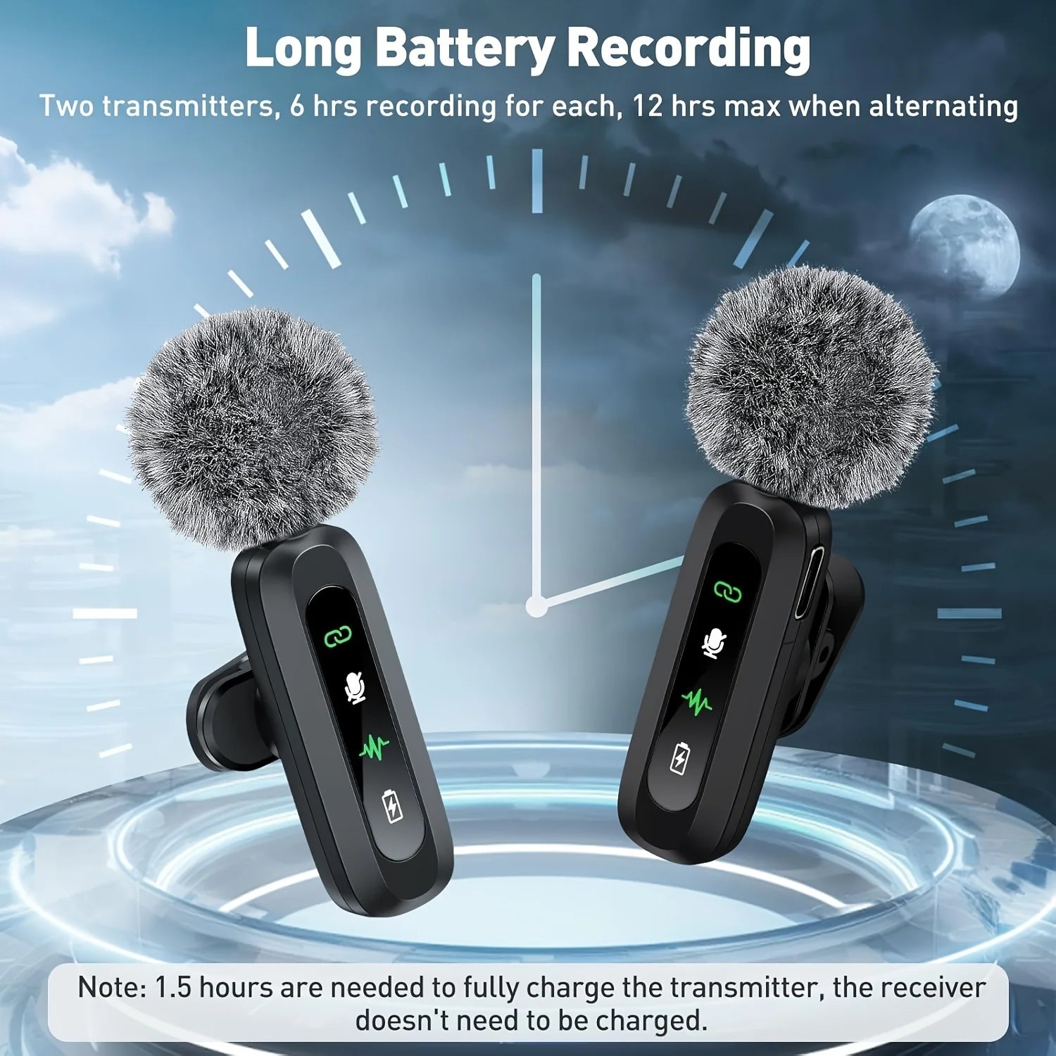 Lavalier Wireless Microphone 70mAh Rechargeable Battery Clip-On Podcast Mic for Streaming Vlogging Voice Recording Plug & Play