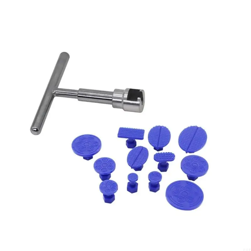 F1CF New Efficient DIY Auto Dents Fixing Repair 12 Puller Pads And T Handle For Small To Large Dents No Power Tool Required