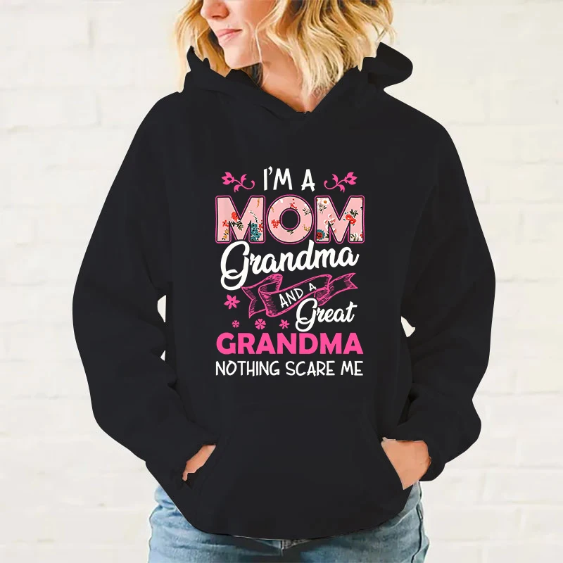 

New Mothers Day I'M A Mom Grandma And Great Print Hooded Fashion Women Girl Sweatshirt Long Sleeve Casual Tops Harajuku Hoodies