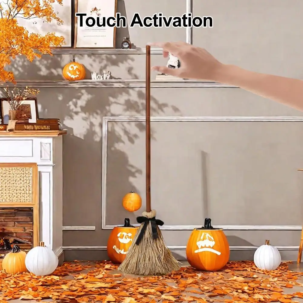 

Touch Activated Witch Broom Broom Prop Floating Witch Broomstick for Halloween Party Decor Haunted Dancing Broom with Sound