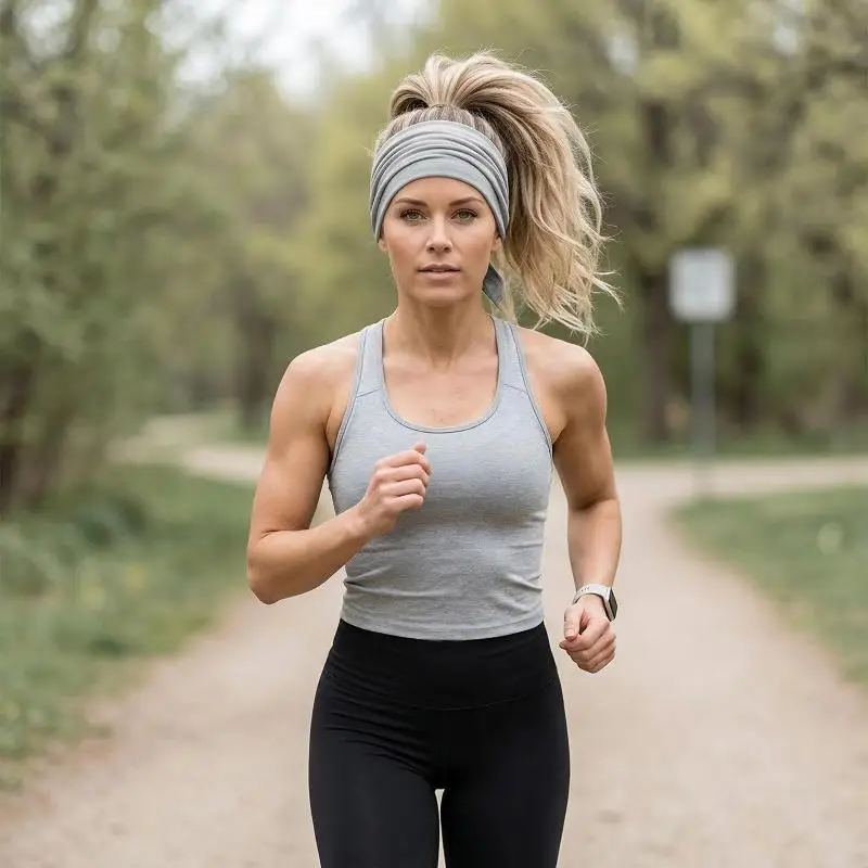Breite Stirnbänder für Frauen, Stilvolle Kopfwickel, Boho-Haarbänder, Sport-Yoga-Turban, Rutschfestes Baumwoll-Bandana, Haaraccessoires – Detail 3
