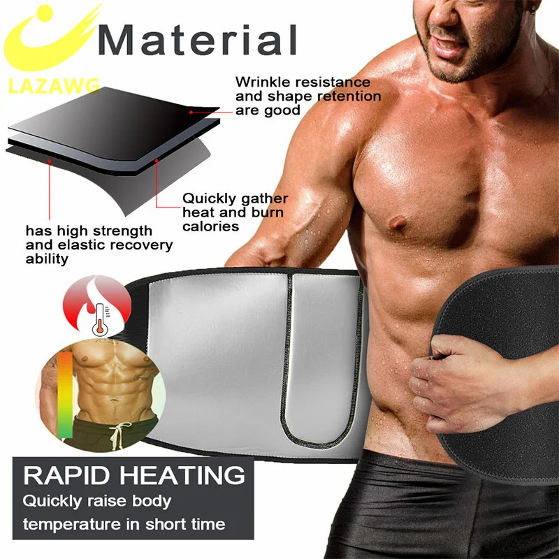 LAZAWG Mens Waist Trainer Neoprene Body Shaper Sauna Sweat  Belly Slimming Corsets Burner Workout Stomach Fitness Trimmer Belt