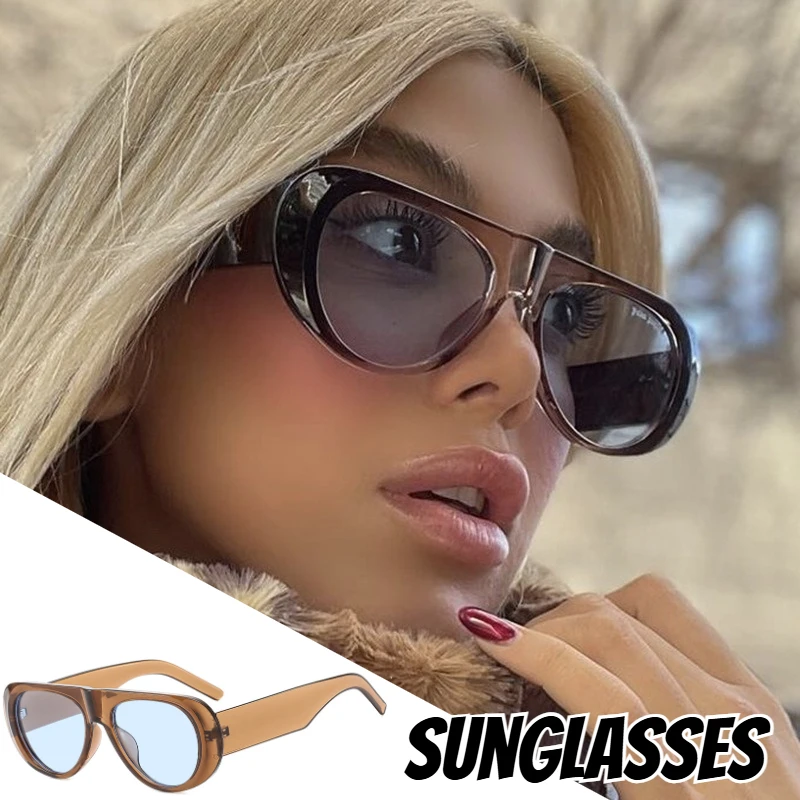 

New Vintage Oval Oversized Frame Sunglasses New Fashion Wide-Leg Frame Sunglasses for Women and Men Trendy Fashion Sunglasses