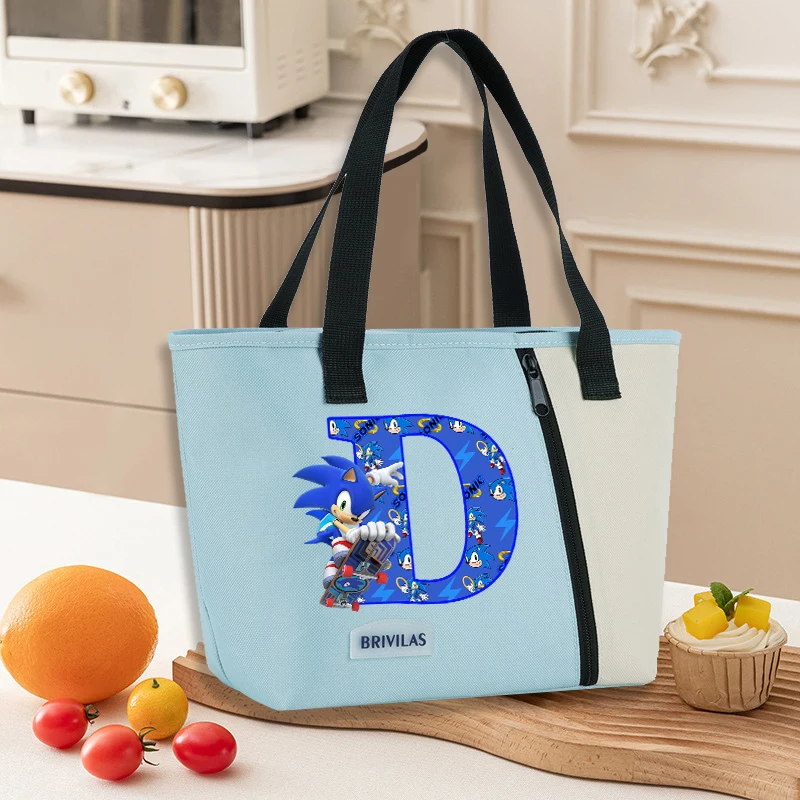 Сумка для обеда Sonics, модная сумка-бенто с буквенным принтом A-Z, портативная термосумка, изолированная водонепроницаемая коробка для хранения еды, подарок