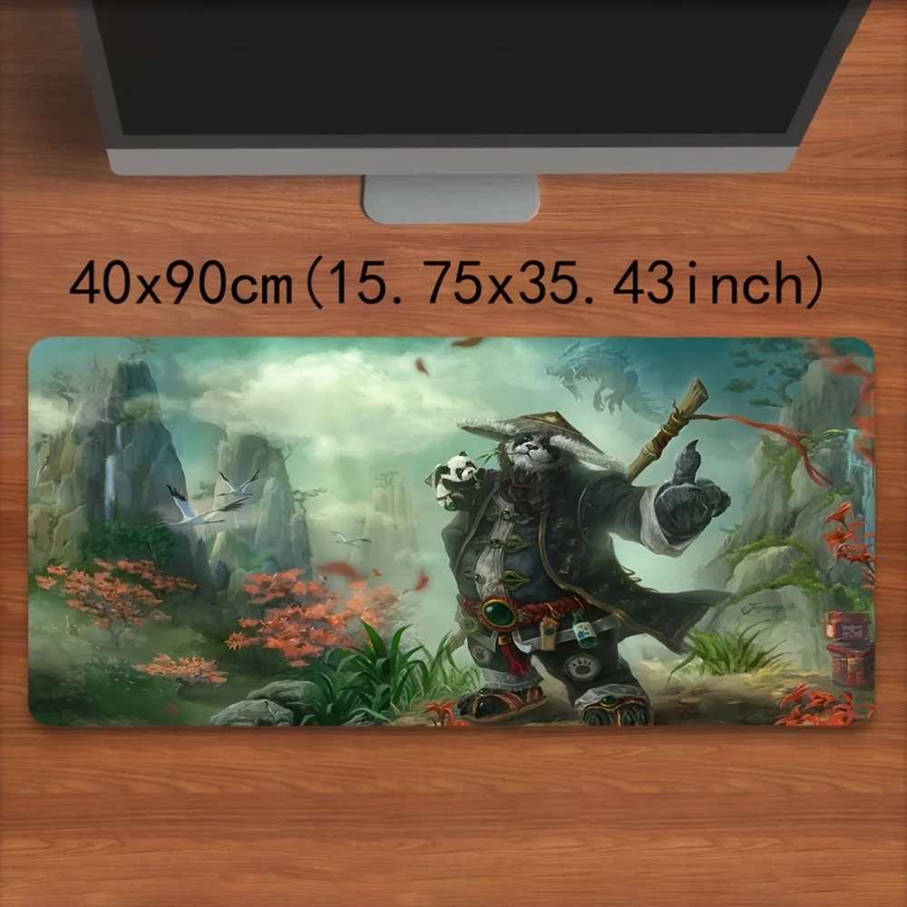 

Large Gaming Mouse Pad for W-Warcraft Enthusiasts - Non-Slip Rubber Base, Vibrant Fantasy Artwork with Armored Character & Mythi