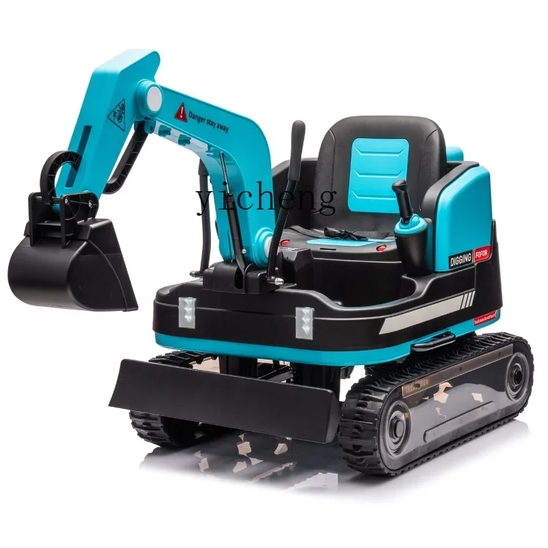 

Tqh Children's Electric Car Excavator Can Sit Double Rotating Crawler Push Digging Hook Machine Toy Engineering Vehicle