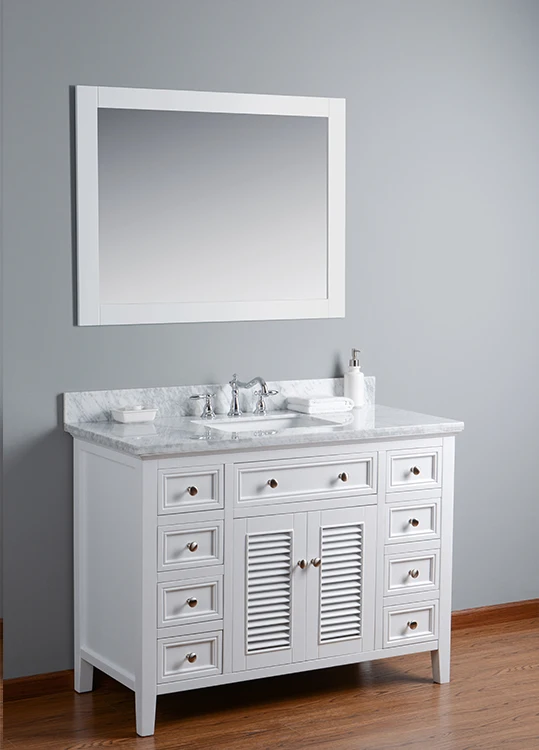 Homedee 48"  white solid wood  Bathroom Vanity Cabinet with Countertop for Hotel Use