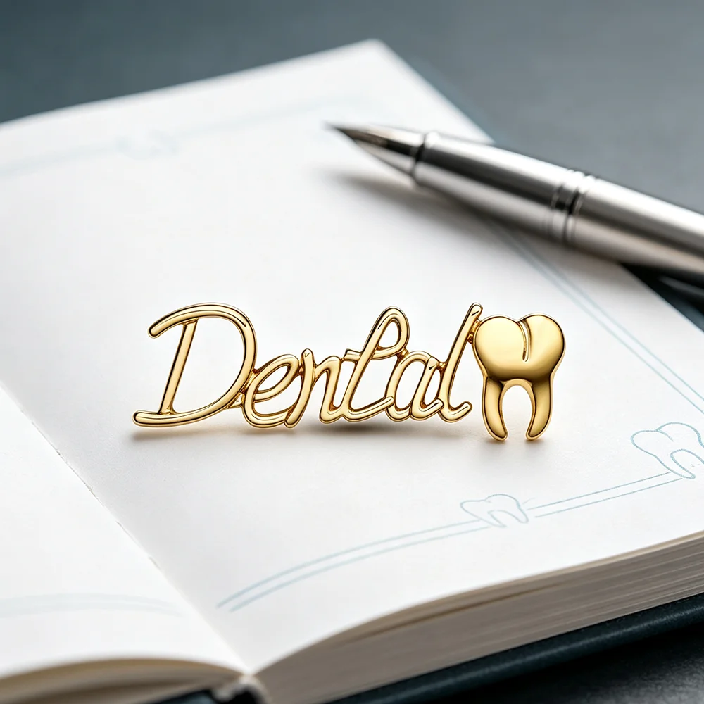 Hanreshe Gold Color Dental Tooth Brooch Pin Medical Dentist Lapel Badge Medicine Jewelry for Doctor Nurse Gifts