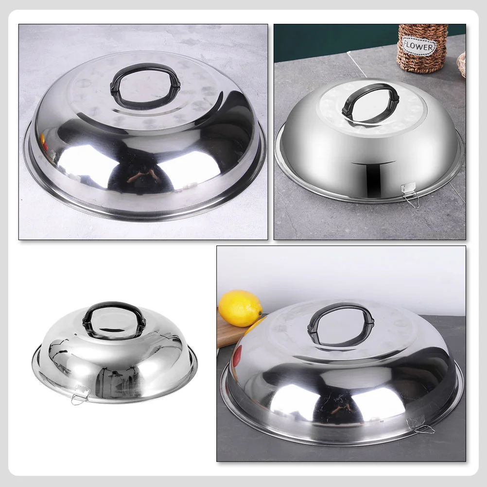 Food Stainless Steel Pot Lid Universal Cooking Tool Cover Hamburger Wok 29X29CM Thickened Silver Work