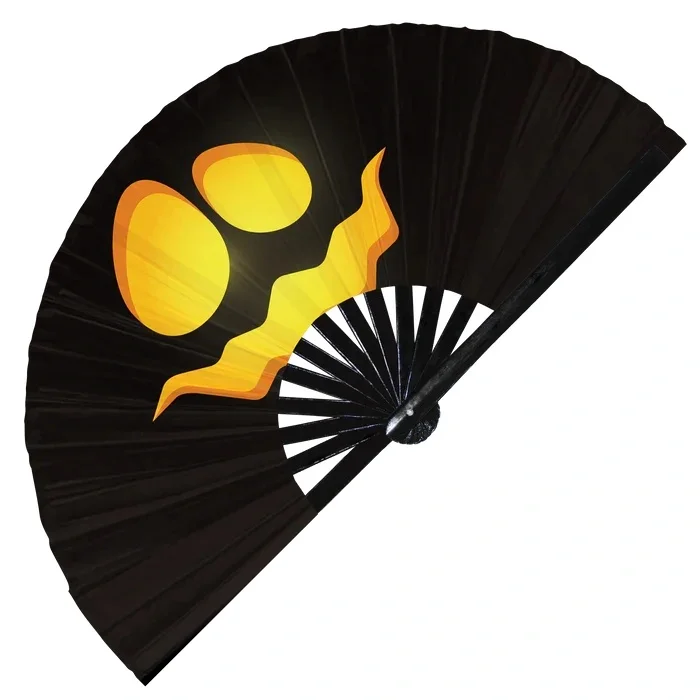 Halloween Pumpkin Face Bamboo Hand Fan Black Folding Fans for Line Dancing, Boots on the Floor, Music Festival, Carnival, EDM