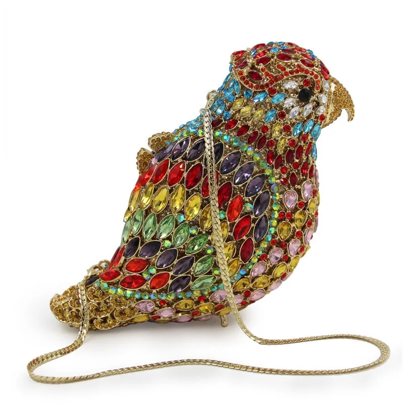 حقيبة يد الببغاء الماسية من ماركيز، حقيبة سهرة بتصميم طيور غريبة مع كريستالات. OEM محفظة طباعة الحيوان المخصصة، منخفضة موك بالجملة f #3