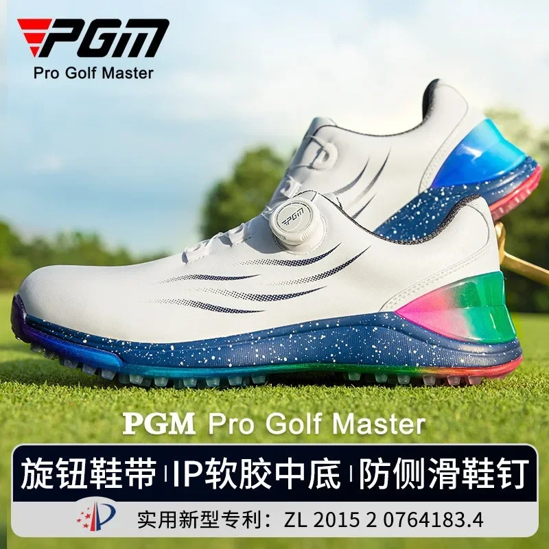 

New PGM Golf Shoes Men's Summer Sports Shoes Comfortable Cushioning Knob Lace Waterproof and Anti Slip Golf Shoes