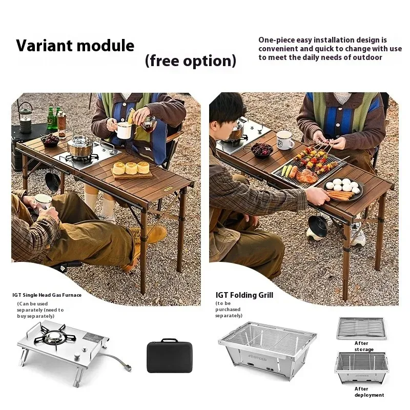 Adjustable Height Korean BBQ Table Modern Design Aluminum Folding Camping Accessory for Outdoor Use