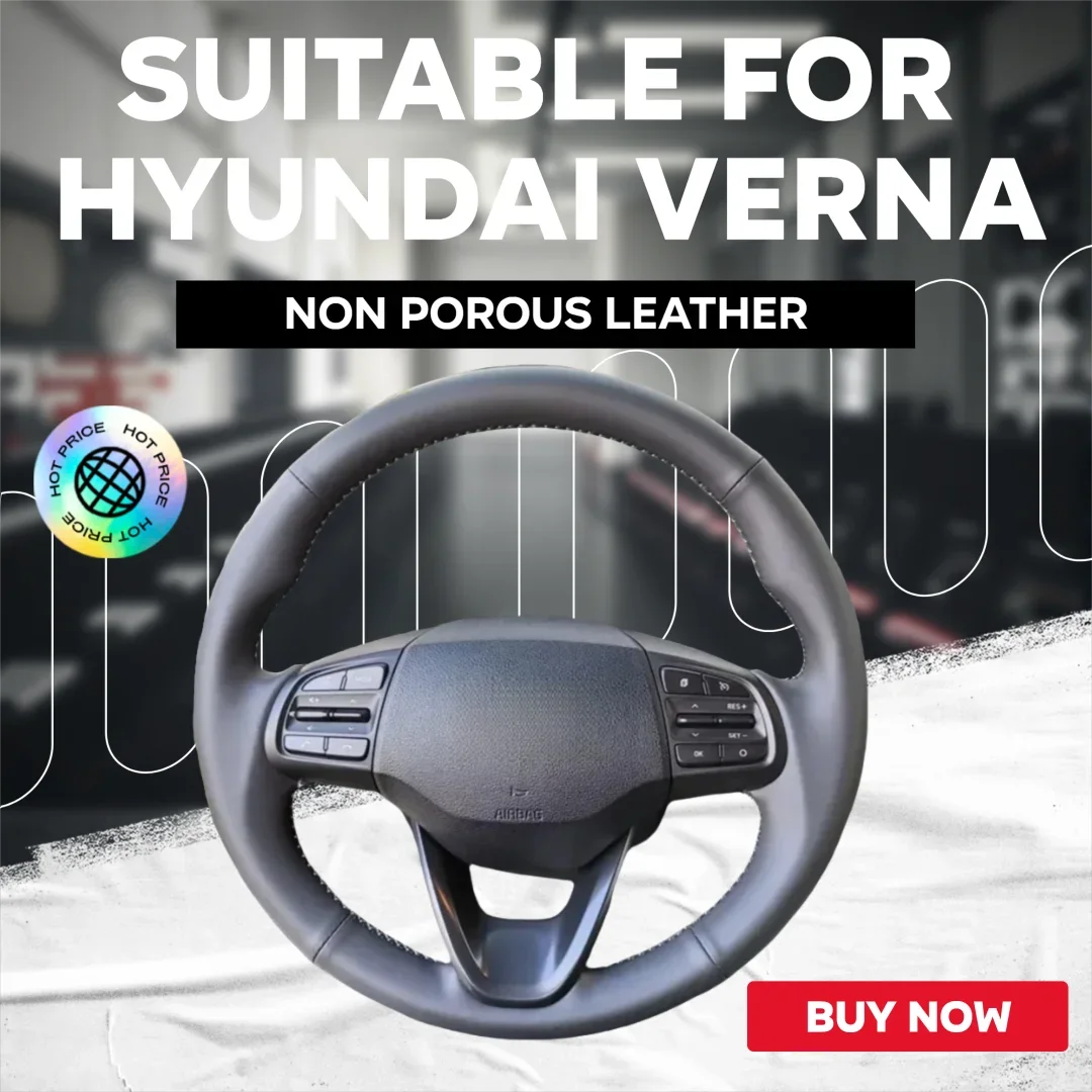 Suitable for 17-20 Hyundai Verna steering wheel covers with genuine leather non perforated handle covers hand sewn all inclusive