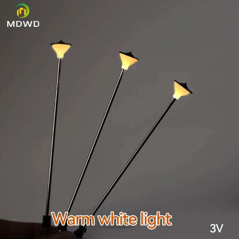 5PCS 7.3CM Model Railway Antique Lamp Garden Street Light HO  Scale 1:87 With 3V Battery Box