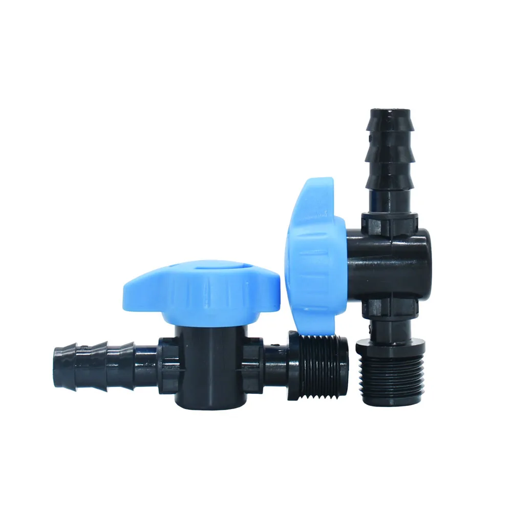 20pcs 1/2 to 16mm Pe Hose Barb Mini Valve Garden Tap 1/2 Pe Pipe Barb Connectors Drip Irrigation Hose Fitting