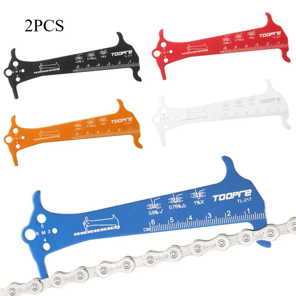2pcs MTB Road Bike Chains Gauge Bicycle Chain Wear Indicator Checker Screw Diameter Measurement Ruler Cycling Repair Tool Calipe