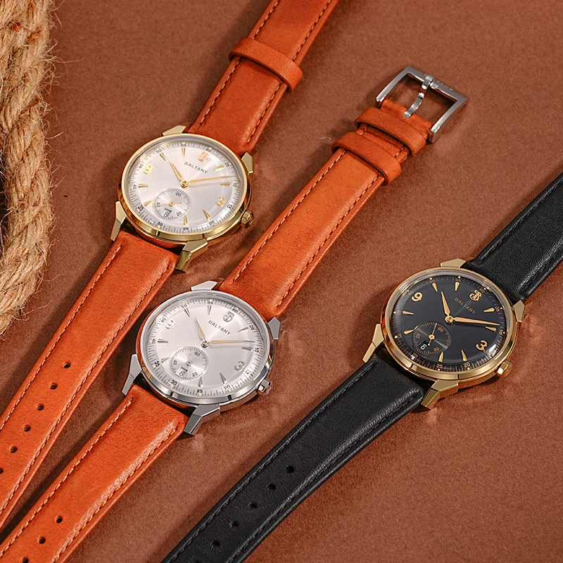 Baltany Original Design 36mm Sunburst Subsecond Vintage Watches S4108 Luxury Dress Watch 5Bar Automation Mechanical Watches Man