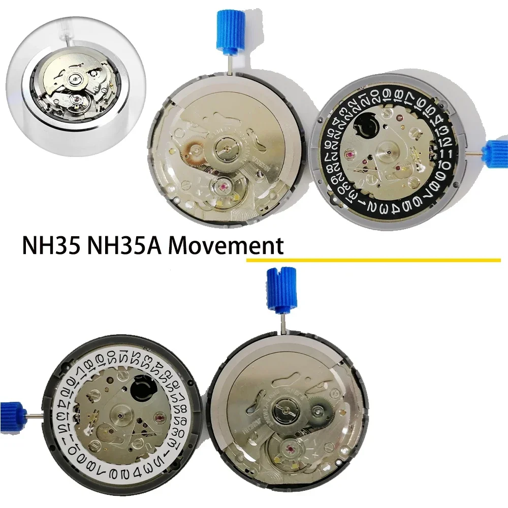 Japan Genuine NH35 Automatic Mechanical Movement High Accuracy 24 Jewels Mod Watch Replacement NH35 NH35A Date at 3:00/6:00
