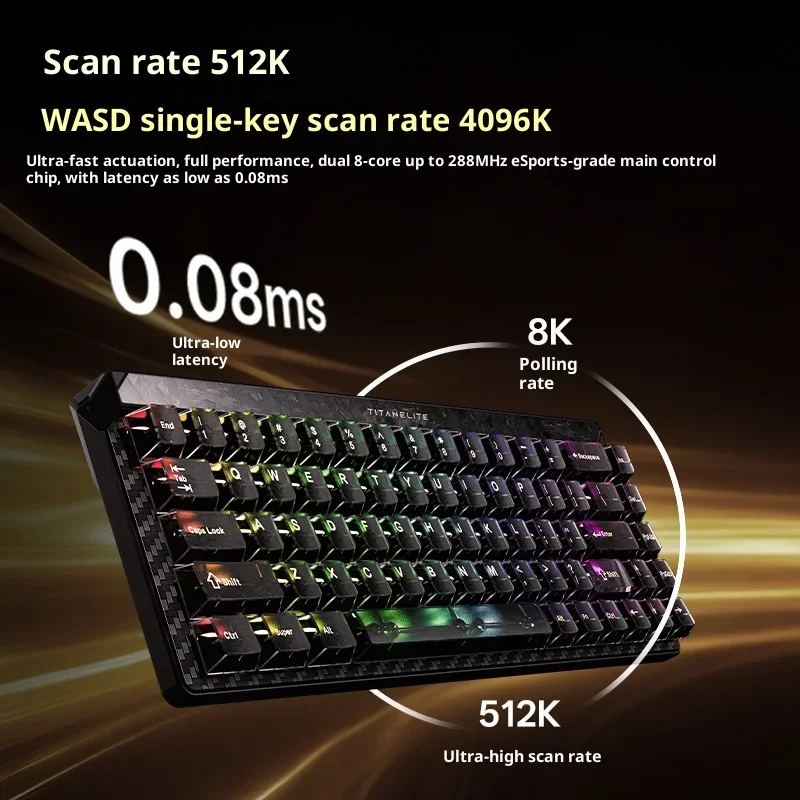 FGG Madlions TITAN68 Turbo ESports Hall Effect Toetsenbord Bedraad Magnetische Schakelaar Gaming Toetsenbord 8000Hz RT0.001mm PC Gift