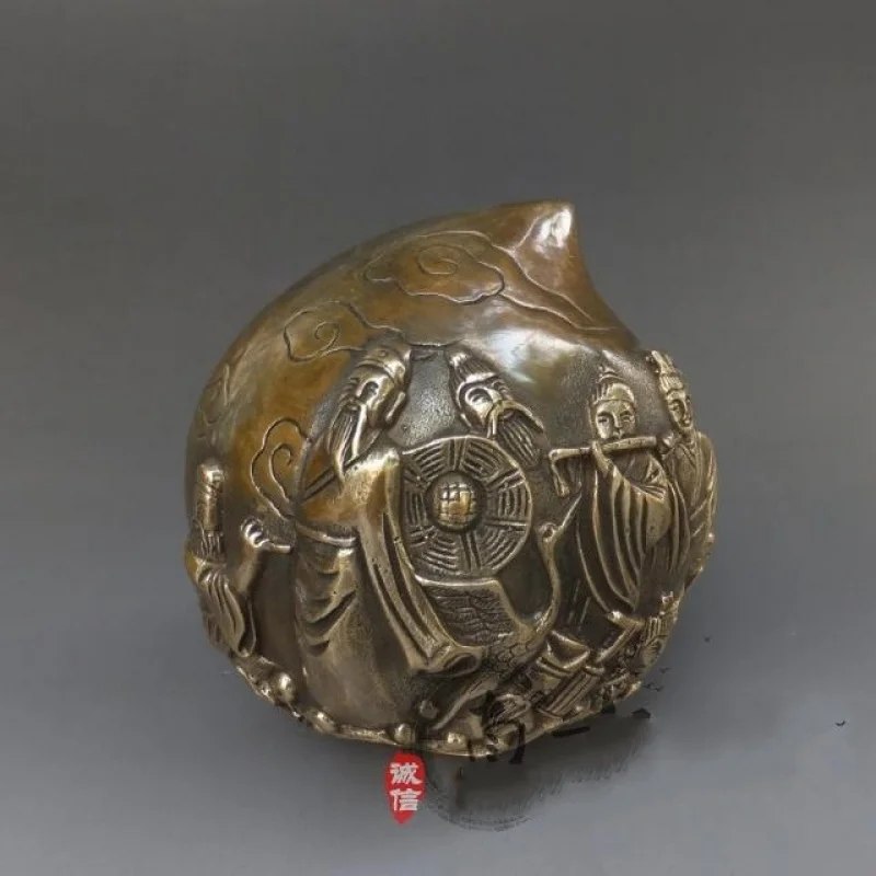 Pure copper longevity peach and eight immortals celebration ornament, antique collectible gift