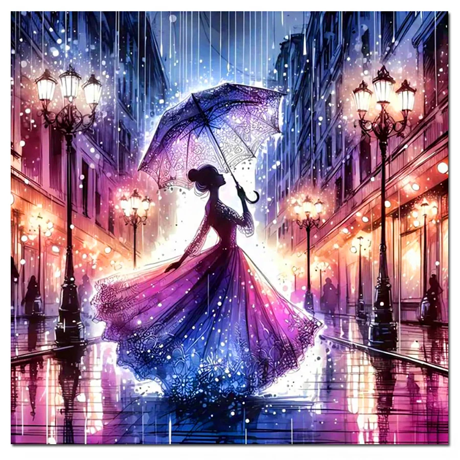 

Европейский уличный ночник, пейзаж, комплект алмазной живописи, свадебная девушка, танцевальная девушка, зонтик 5D DIY, алмазная вышивка, домашний декор