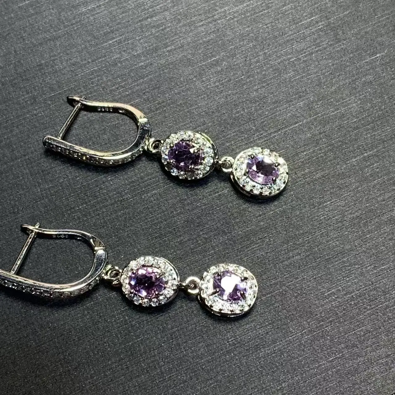 

Natural amethyst HOOP Earrings for women Jewelry Gift PURPLE Prevent allergy gem jewelry Genuine Stone GIFT