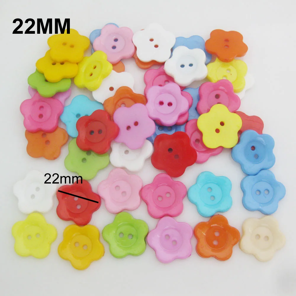 NBNNLO 50Pcs Mix Colors 10MM-22MM Multisizes Plastic Flower Buttons Craft Decoration Home Sewing Accessories