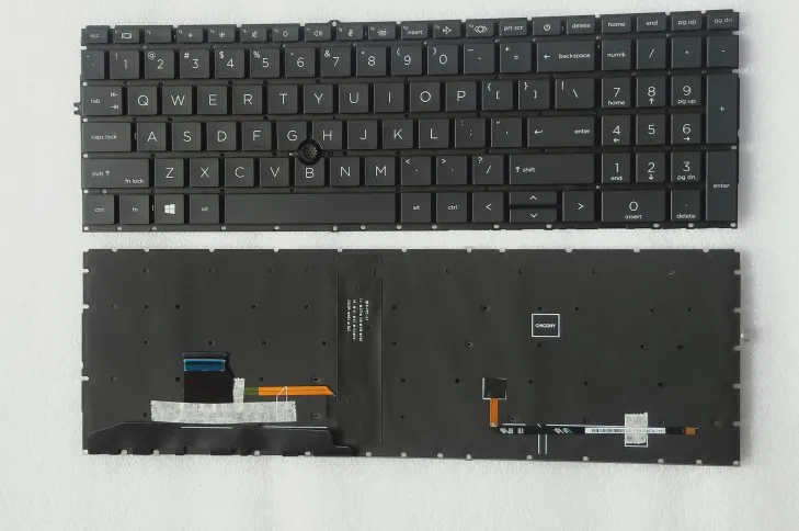 

New US English QWERTY Keyboard For HP ELITEBOOK 850 G7 855 G7 L89916-001 Black, NO Frame, BACKLIT, Pointer