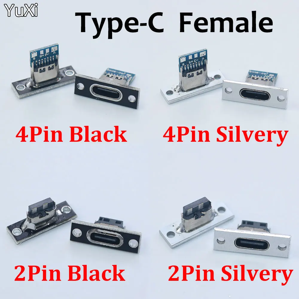 

YuXi USB 3.1 Type C Socket With Screw fixing Plate Type-C USB Jack 3.1 Type-C 2Pin 4Pin Female Connector Jack