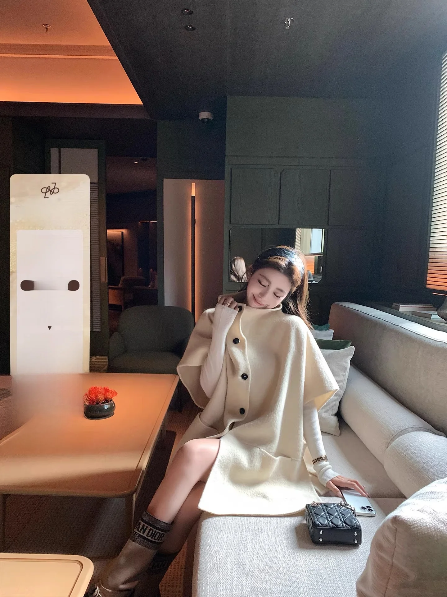 

Lilylikes Luxury Alpaca Wool Cape Coat ort Sve Double-Faced Tweed Jaet High End Faion Women's Thi Winter Coat