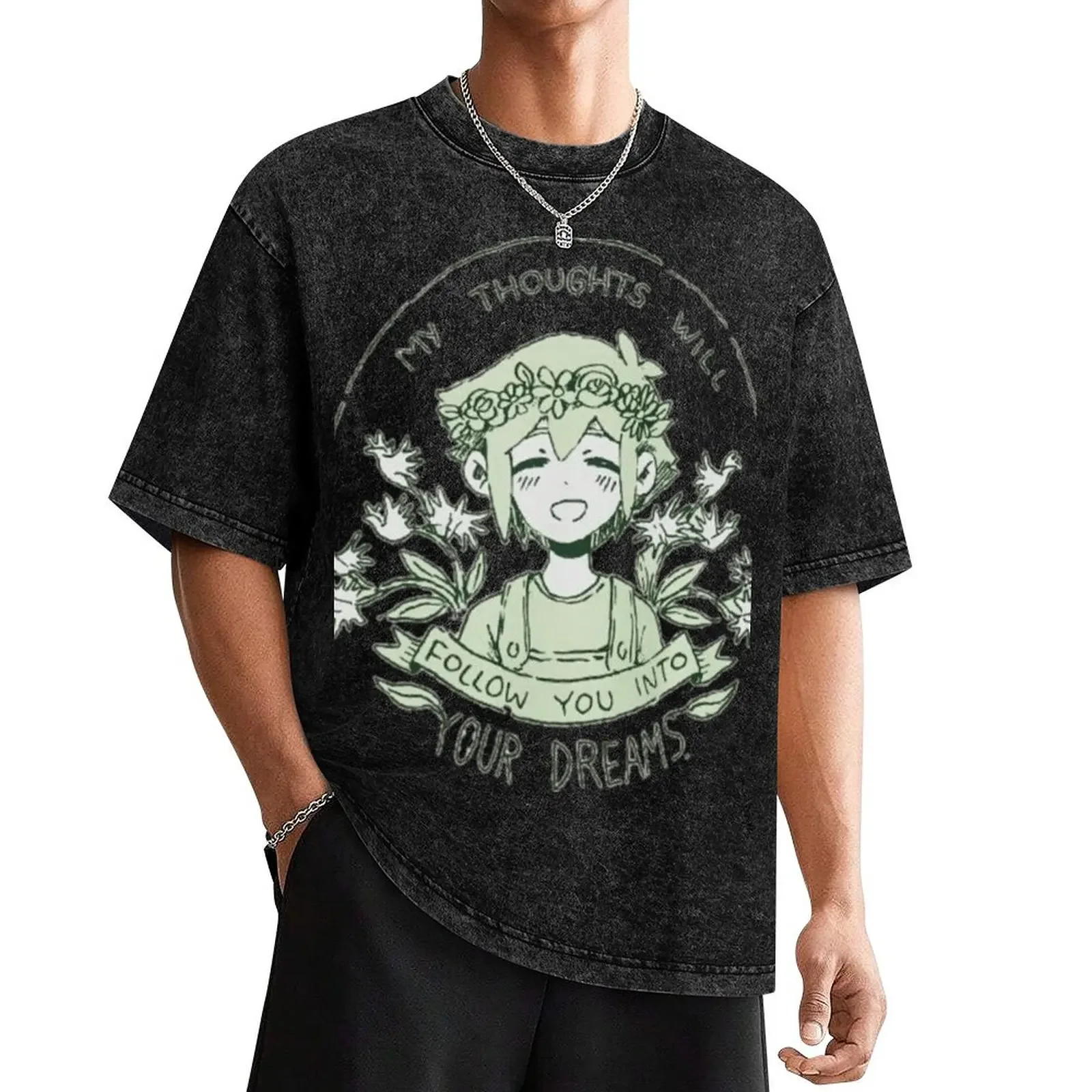 

omori my thoughts will follow you into your dreams basil T-Shirt anime stuff tees slim fit t shirts for men