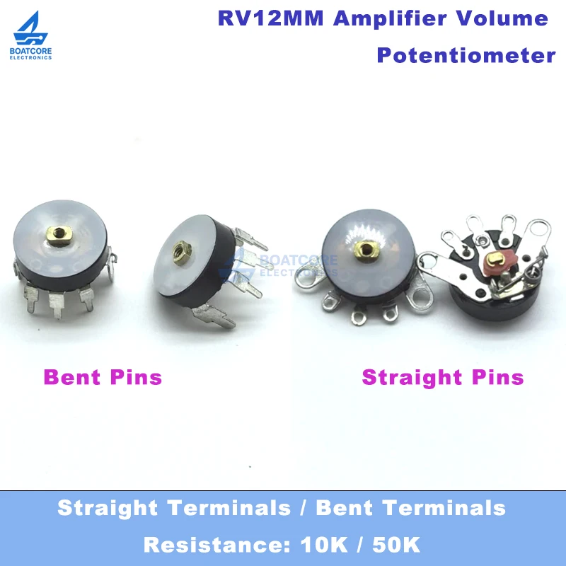 5PCS RV12MM RV12 Potentiometer with Switch B10K B50K B103 B503 10K 50K Power Amplifier Volume Adjustable Resistor