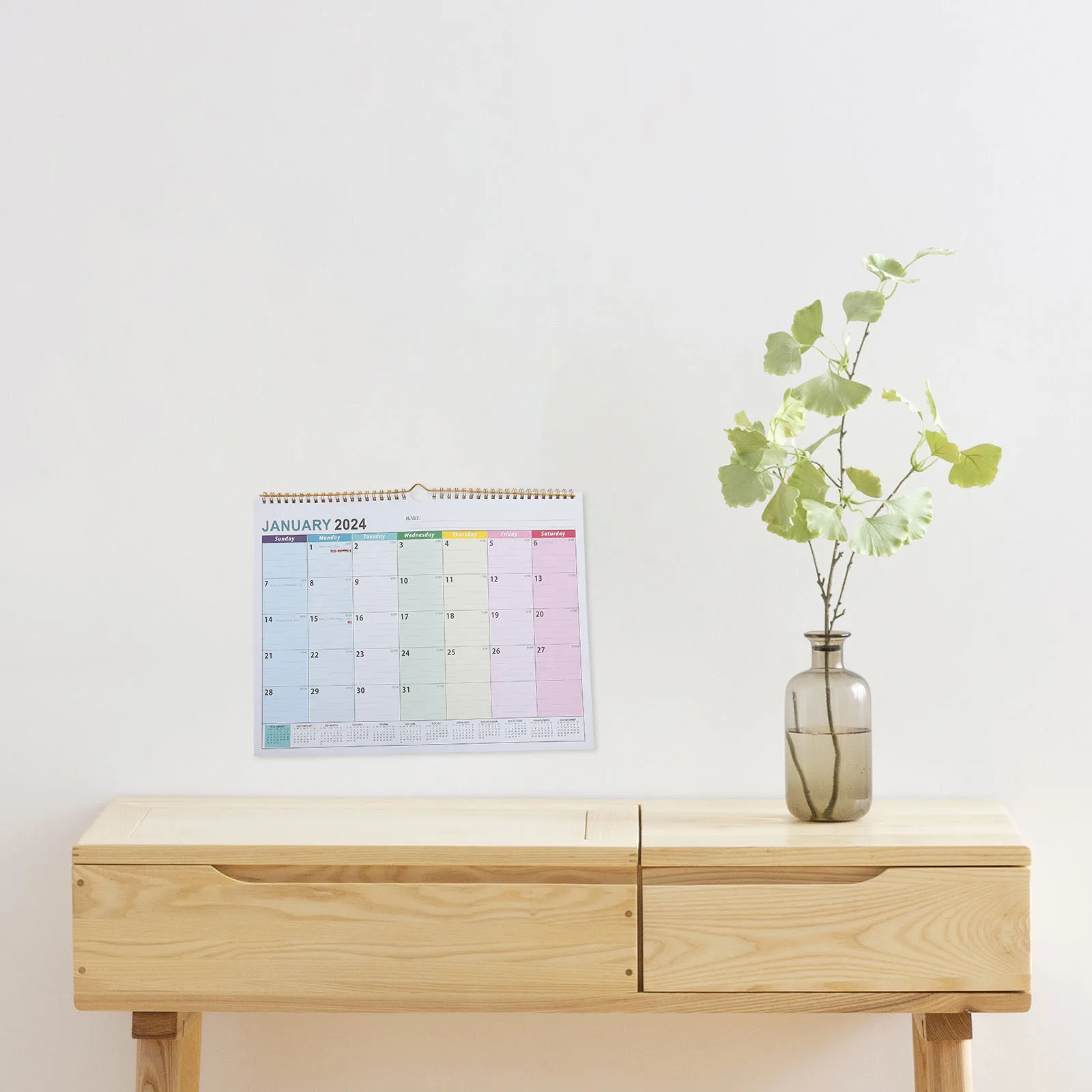 Wandkalender 2024, monatlicher Hängekalender für Büro und Zuhause, robust, täglich für den Heimgebrauch, Hinweis-Countdown-Kalender